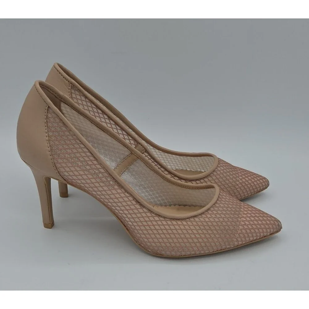 Karl Lagerfeld Paris NOS Rani Nude Mesh/Leather High Heels/Pumps Sz 6.5